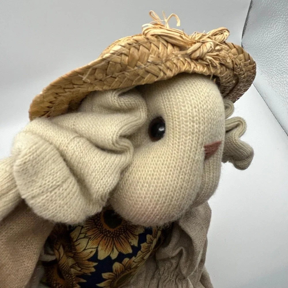 Little Lops by Our Secret 1996‎ First Edition Bunny Rabbit with Baby Straw Hat